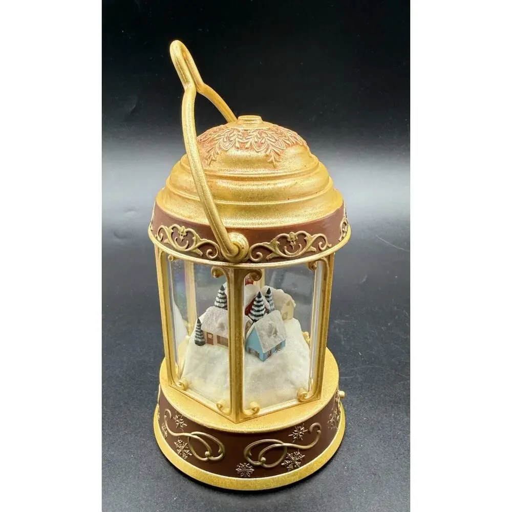 HALLMARK Santa's Magic Lantern Snowy Houses Magic Light Sound Ornament Lo16
